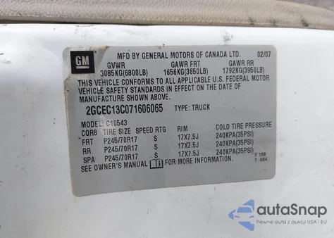 2007 Chevrolet Silverado 1500 Lt1 from USA, damaged, VIN 2GCEC13C071606065